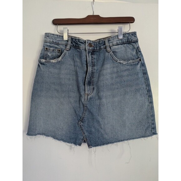 Zara Authentic Denim By TRF Raw Hem Cut Off Mini Skirt Size Large - Picture 1 of 8